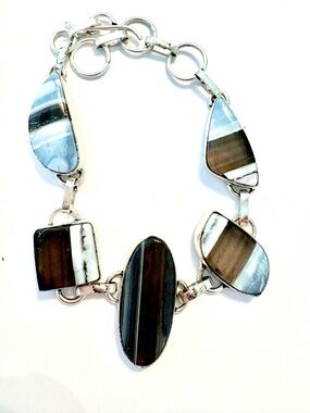 Owhyee Blue Opal, 925 marked, toggle bracelet, fits size 8–81/2–91/2